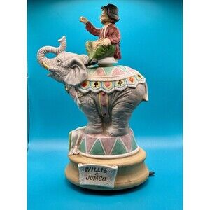 Melody In Motion Willie& Jumbo Music Box - Works - Plays “Be a Clown”, Rotates